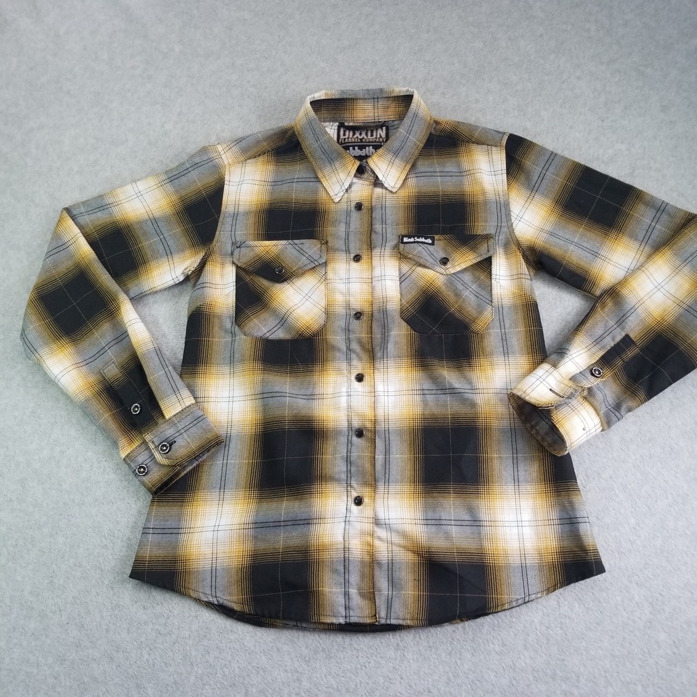 Dixxon Shirt Mens M Yellow Black Plaid Black Sabbath Vol 4 Flannel D-Tech Band